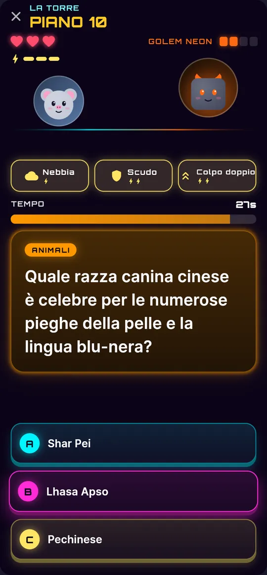 Arena dei poteri: combattimento contro il guardiano Golem Neon al piano 10